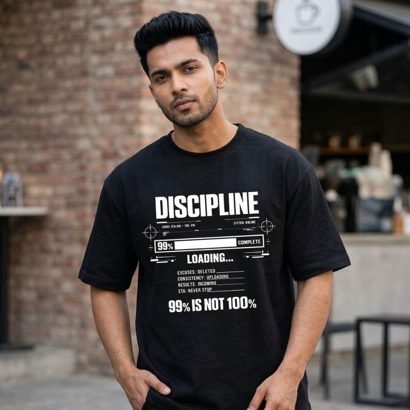 Discipline Loading 99% — Men's Oversized T-Shirt