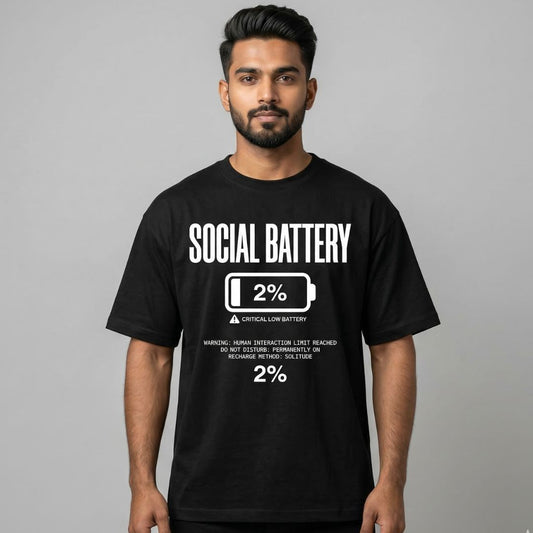 Social Battery 2% — Men's Oversized T-Shirt