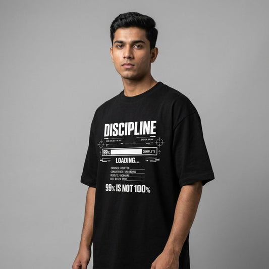 Discipline Loading 99% — Men's Oversized T-Shirt