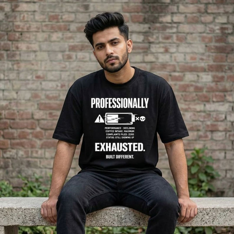 Professionally Exhausted — Men's Oversized T-Shirt